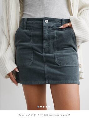 AE High-Waisted Corduroy Mini Skirt Teal
